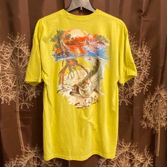 SOLD NWT SALT LIFE Sunrise Tarpon Graphic Short Sleeved T-Shirt shirt Large L - Picture 2 of 8